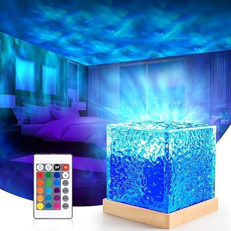 16 Color Rotating Ocean Night Lamp with Remote - 1 Year Warranty