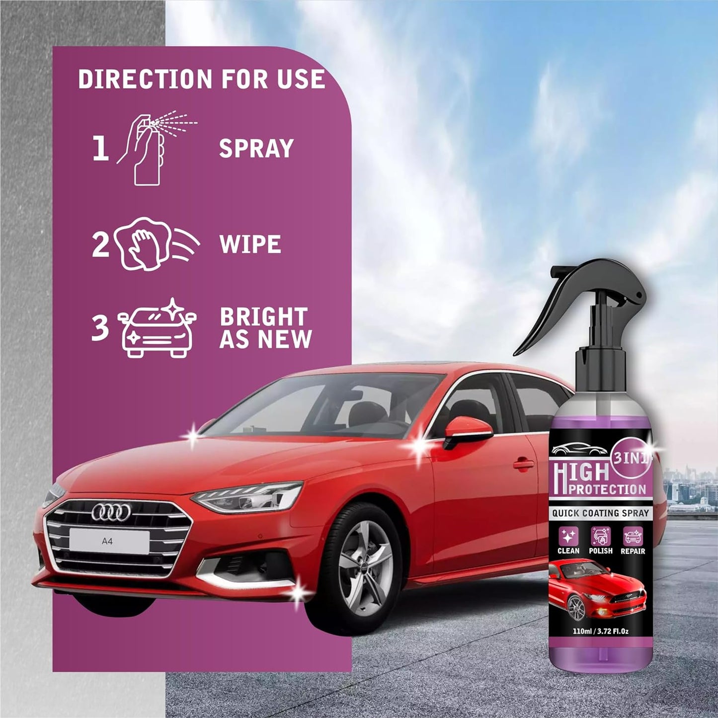 Hydrophobic Ceramic Coating Spray for Car, Bike & Scooter - BUY 1 GET 1 FREE