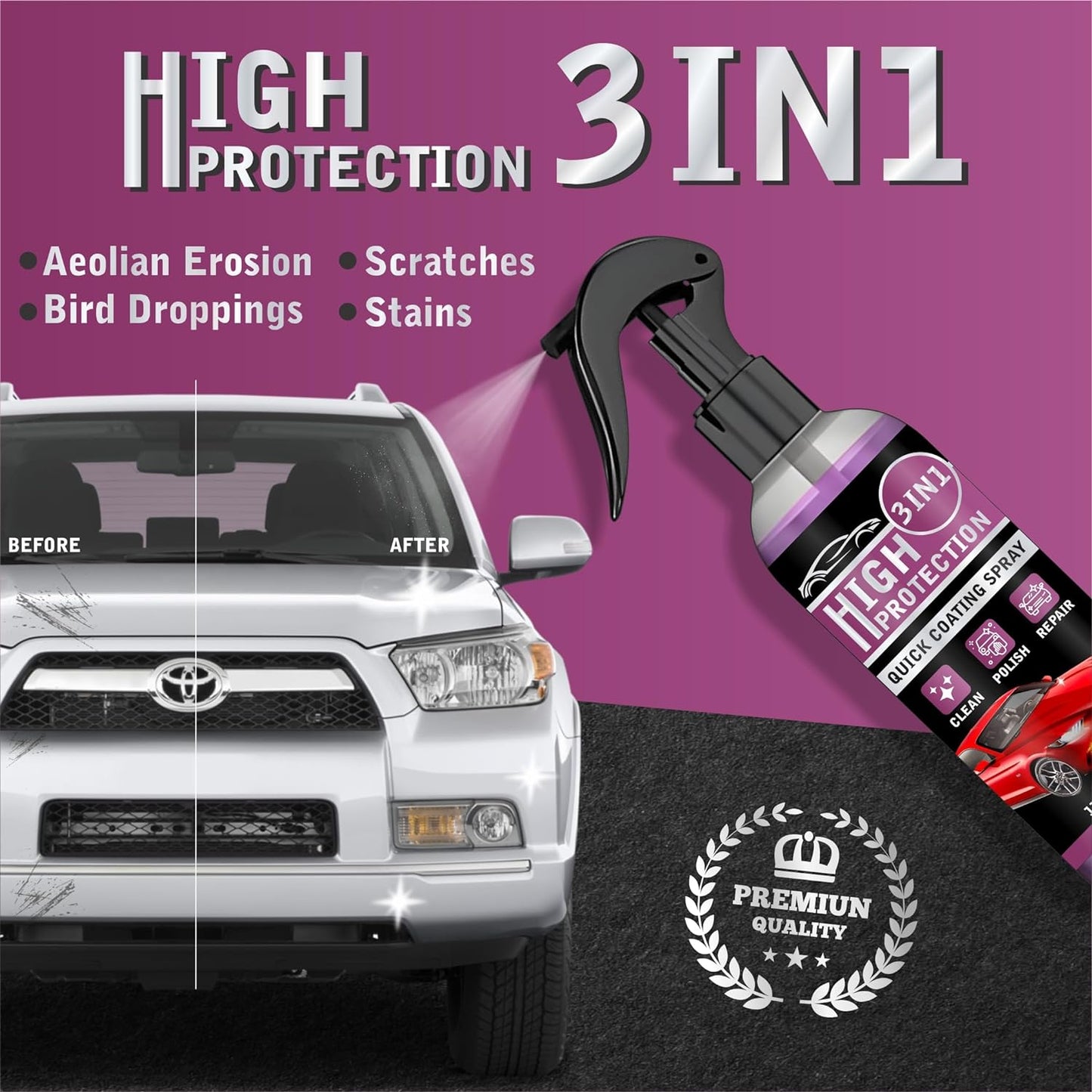 Hydrophobic Ceramic Coating Spray for Car, Bike & Scooter - BUY 1 GET 1 FREE