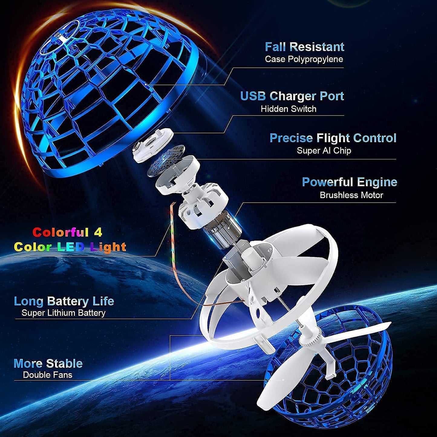 Flying RGB Boomerang Ball for Adults & Kids