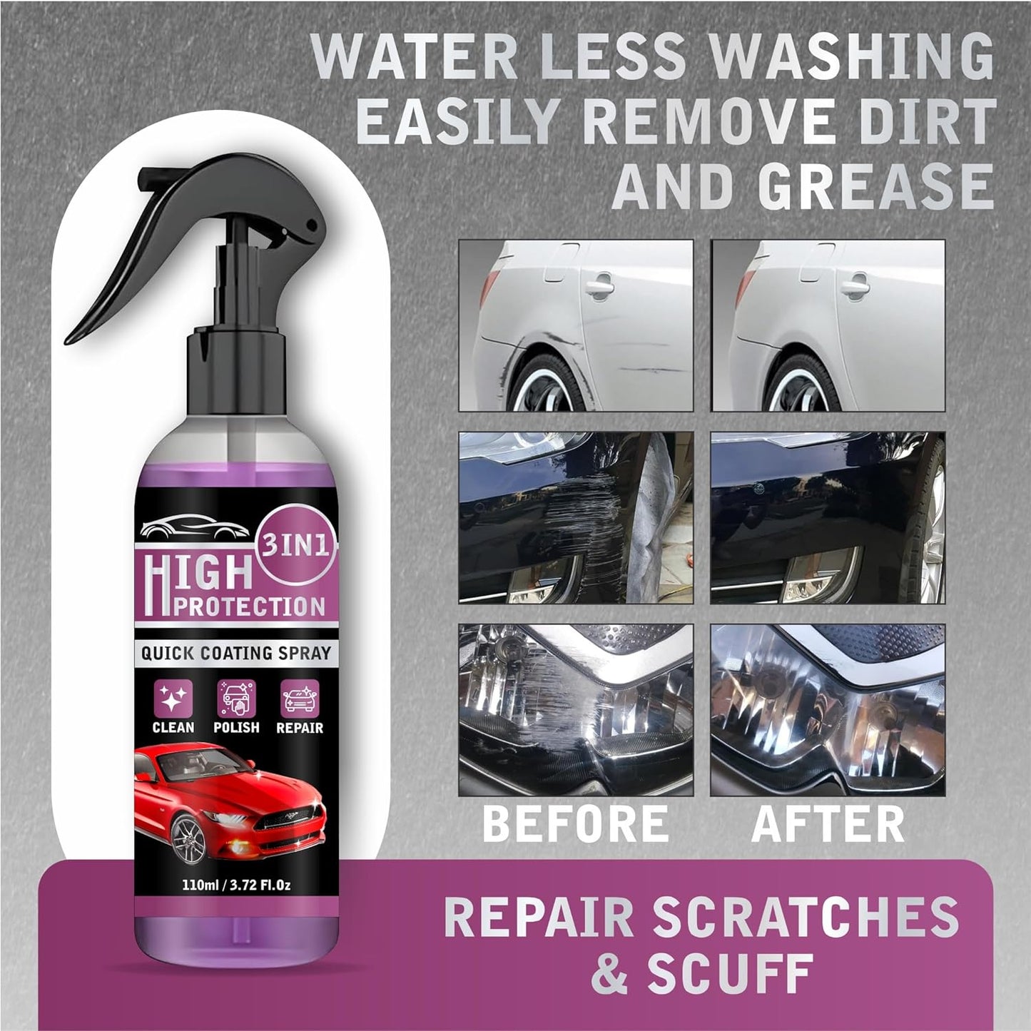 Hydrophobic Ceramic Coating Spray for Car, Bike & Scooter - BUY 1 GET 1 FREE