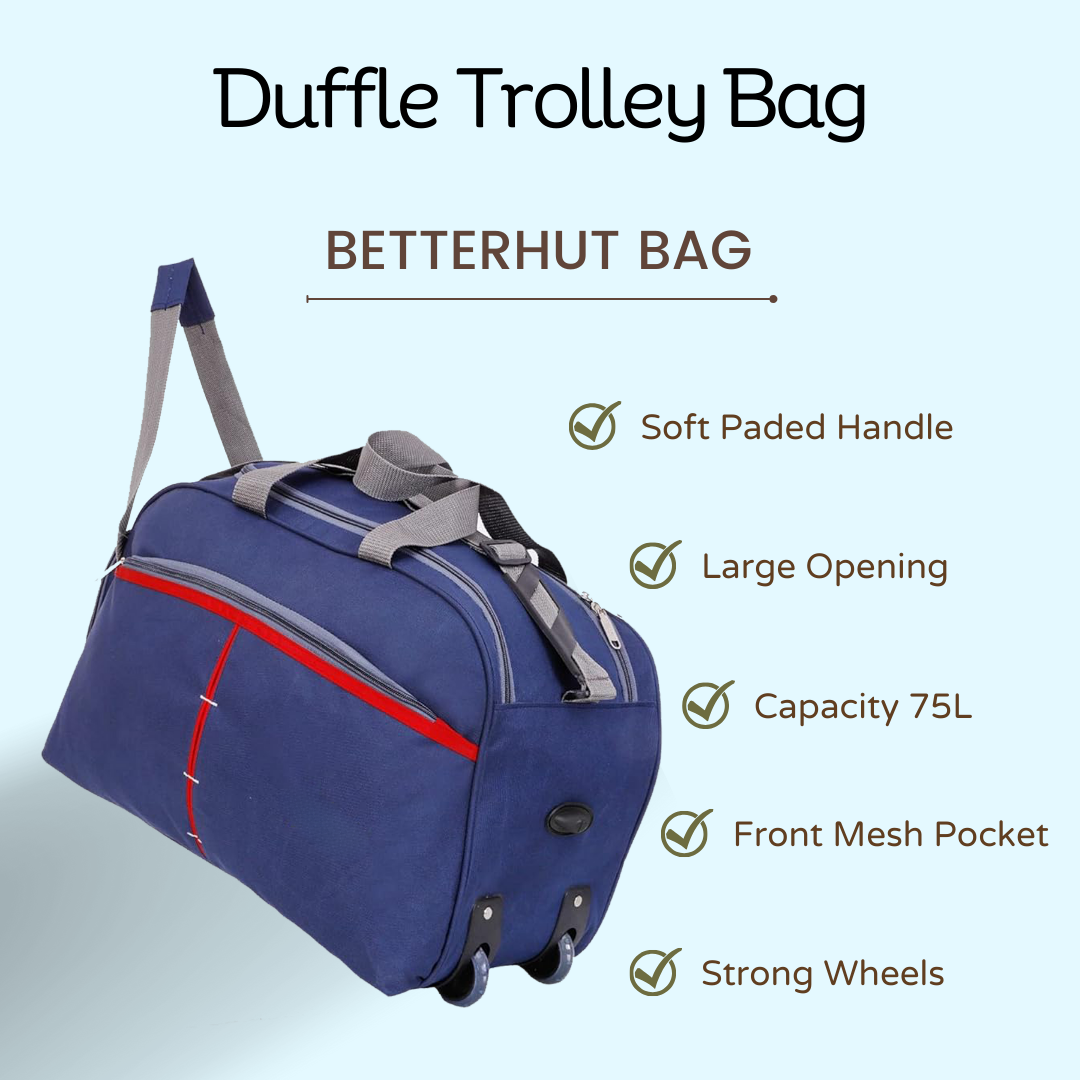 3 Compartment Travel Bag With Trolly - 1 Year Brand Warranty