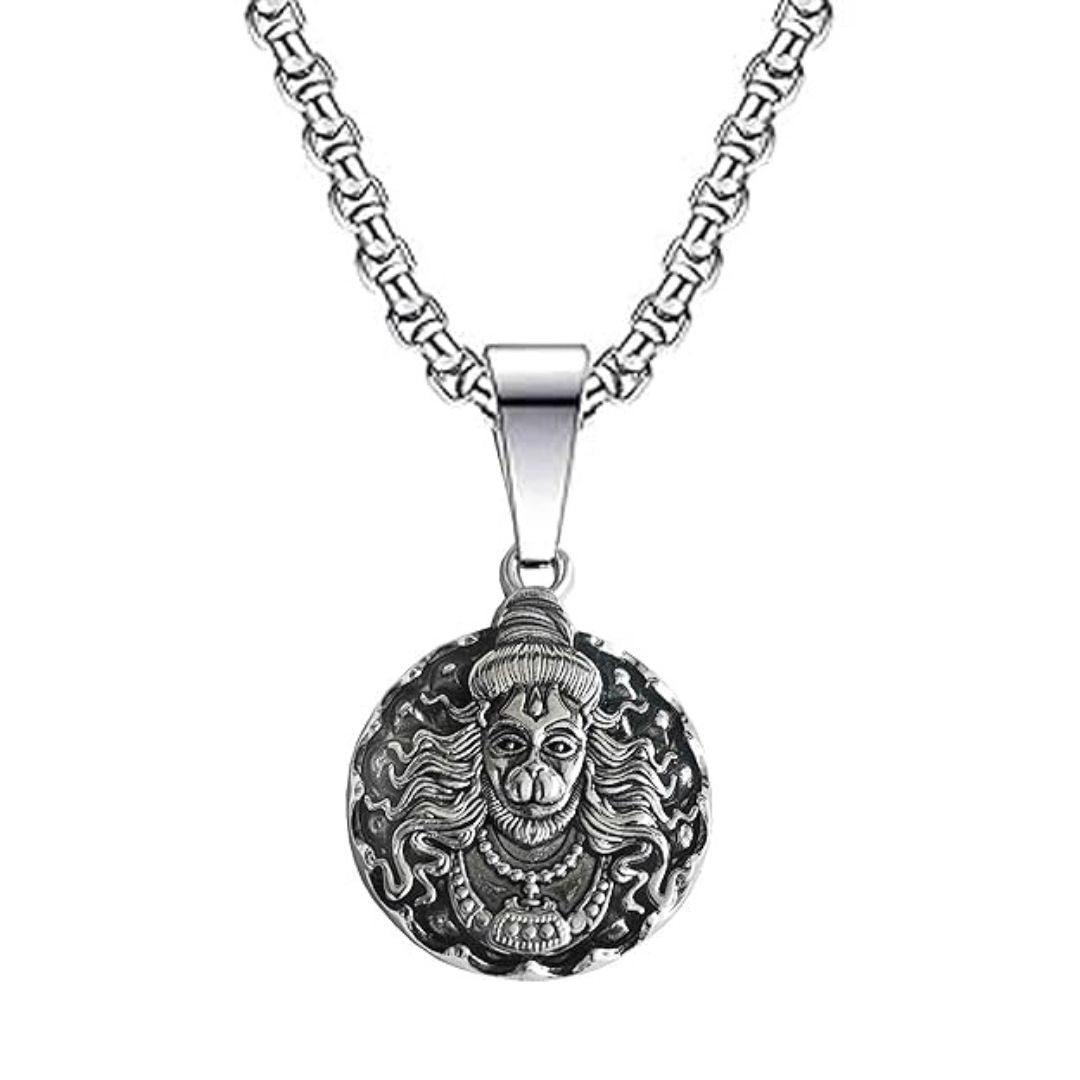 Hanuman Ji Power Exquisite Silver Pendant with Chain