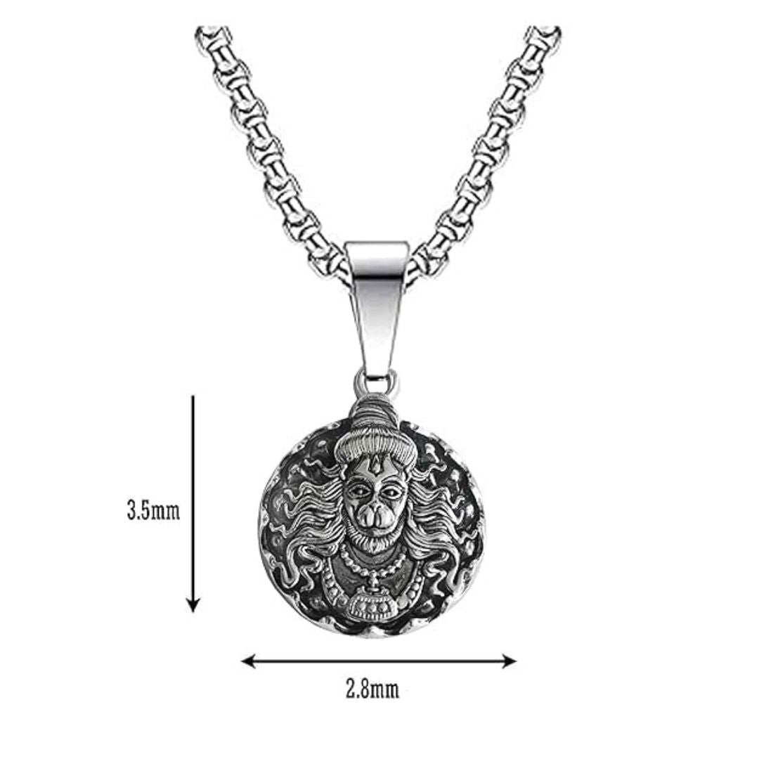 Hanuman Ji Power Exquisite Silver Pendant with Chain