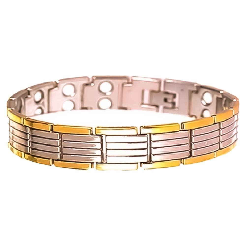 Ultra Strength Magnetic Therapy Bio Bracelet for Men (Silver & Gold)