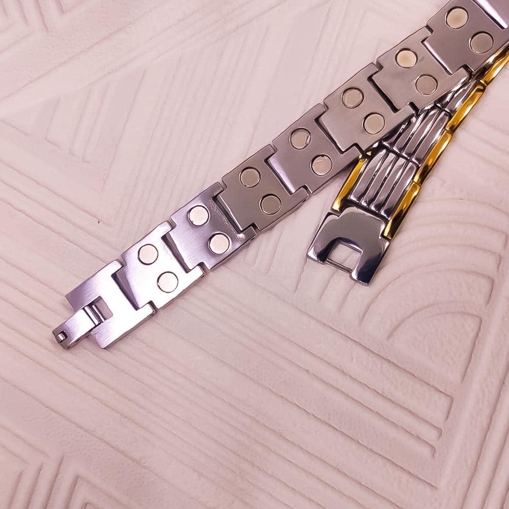 Ultra Strength Magnetic Therapy Bio Bracelet for Men (Silver & Gold)