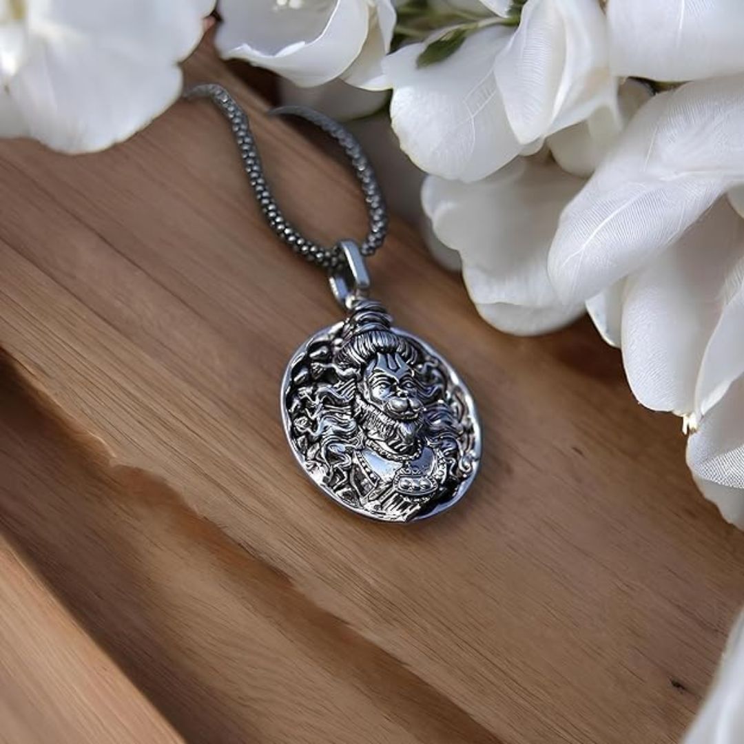 Hanuman Ji Power Exquisite Silver Pendant with Chain