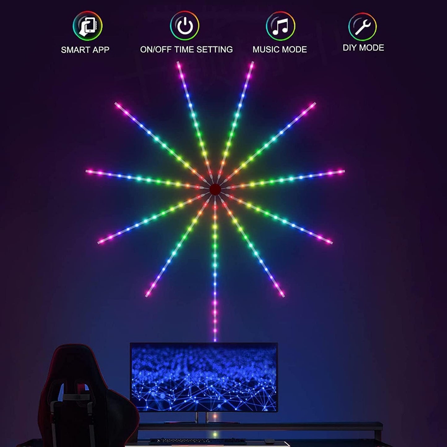 Smart LED Fireworks Light - Remote and App Control