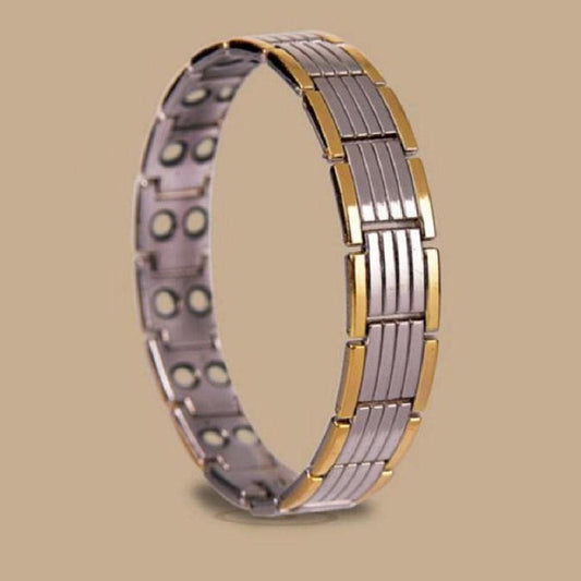 Ultra Strength Magnetic Therapy Bio Bracelet for Men (Silver & Gold)