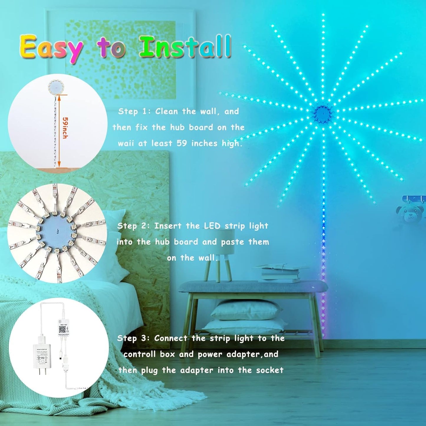 Smart LED Fireworks Light - Remote and App Control