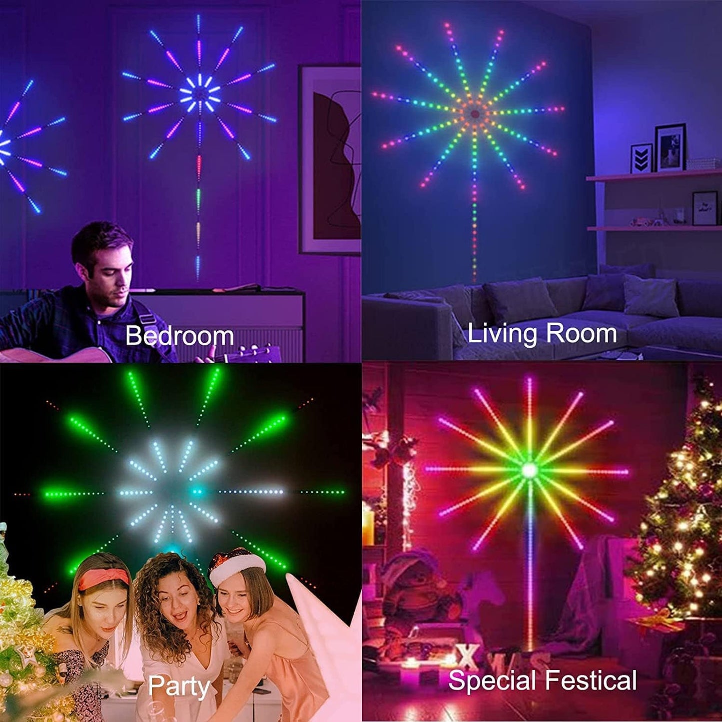 Smart LED Fireworks Light - Remote and App Control