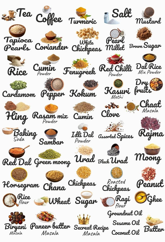 3D Waterproof Kitchen Spice Jar Label Stickers - With Colorful Spice Image