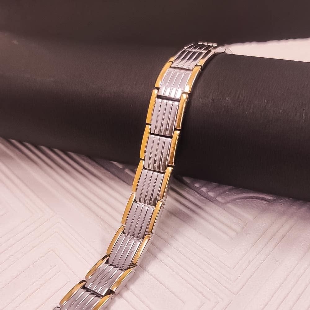 Ultra Strength Magnetic Therapy Bio Bracelet for Men (Silver & Gold)