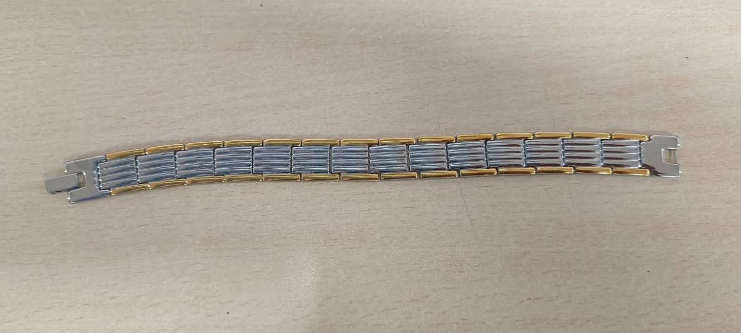 Ultra Strength Magnetic Therapy Bio Bracelet for Men (Silver & Gold)