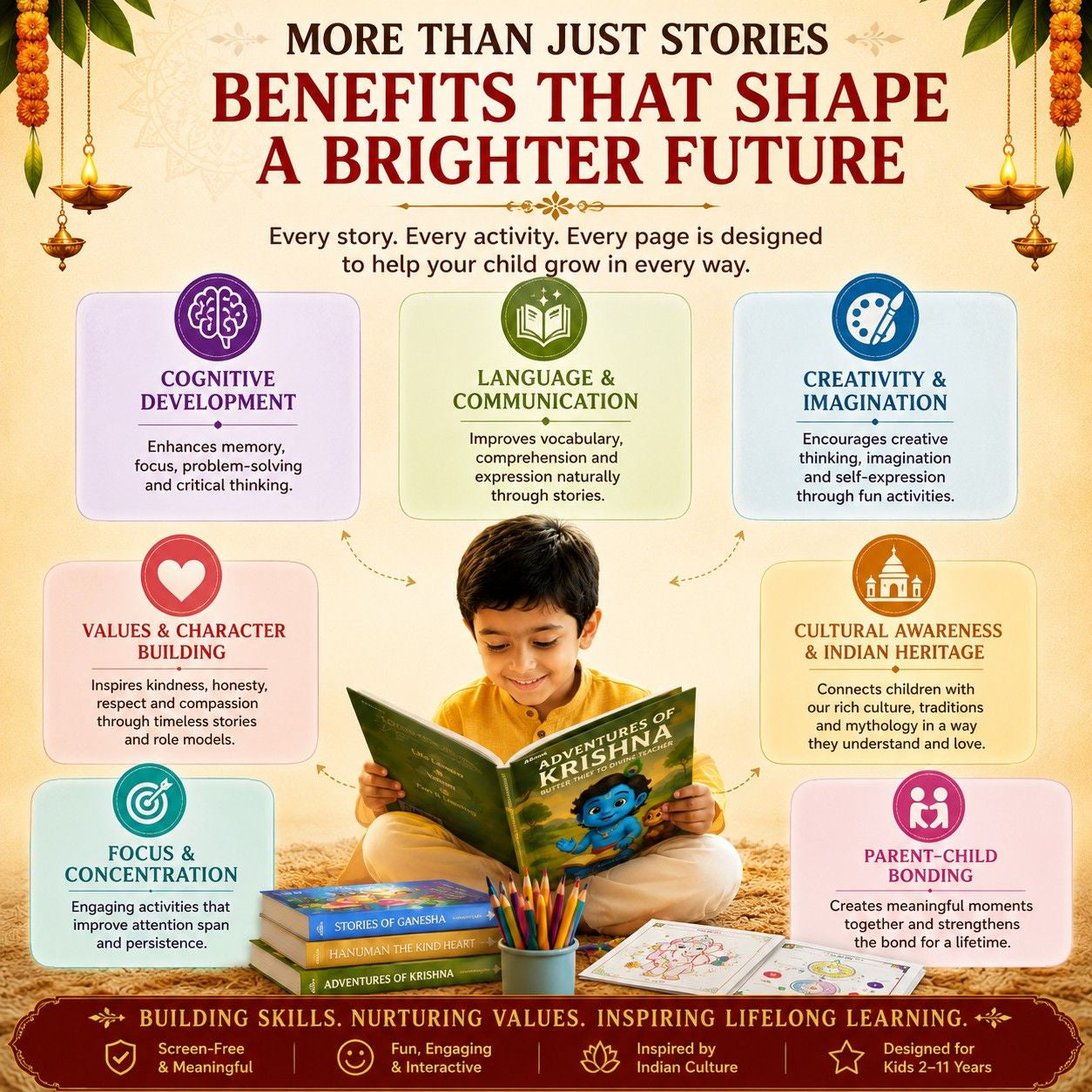 Mythology Books Combo for kids (Krishna, Ganesha, Hanuman) + 30 Free Coloring Book