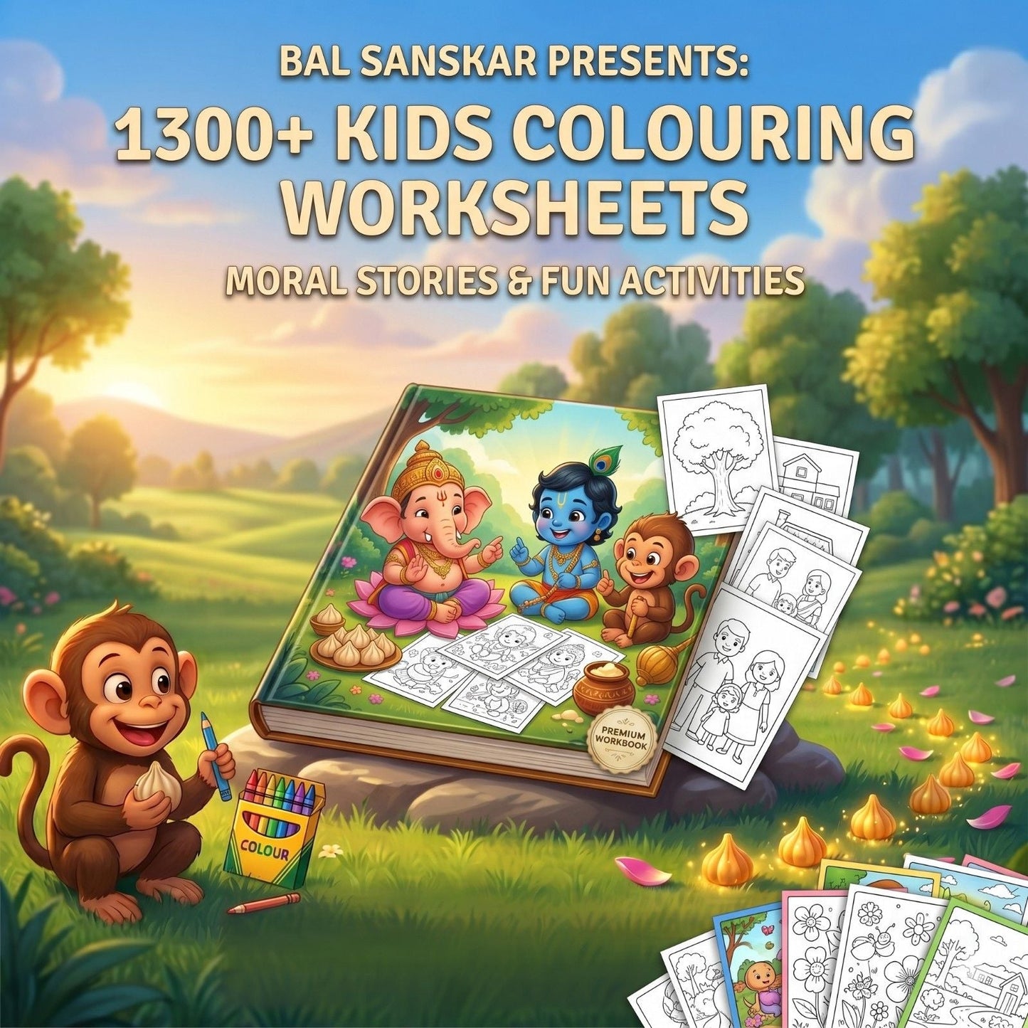 Mythology Books Combo for kids (Krishna, Ganesha, Hanuman) + 30 Free Coloring Book
