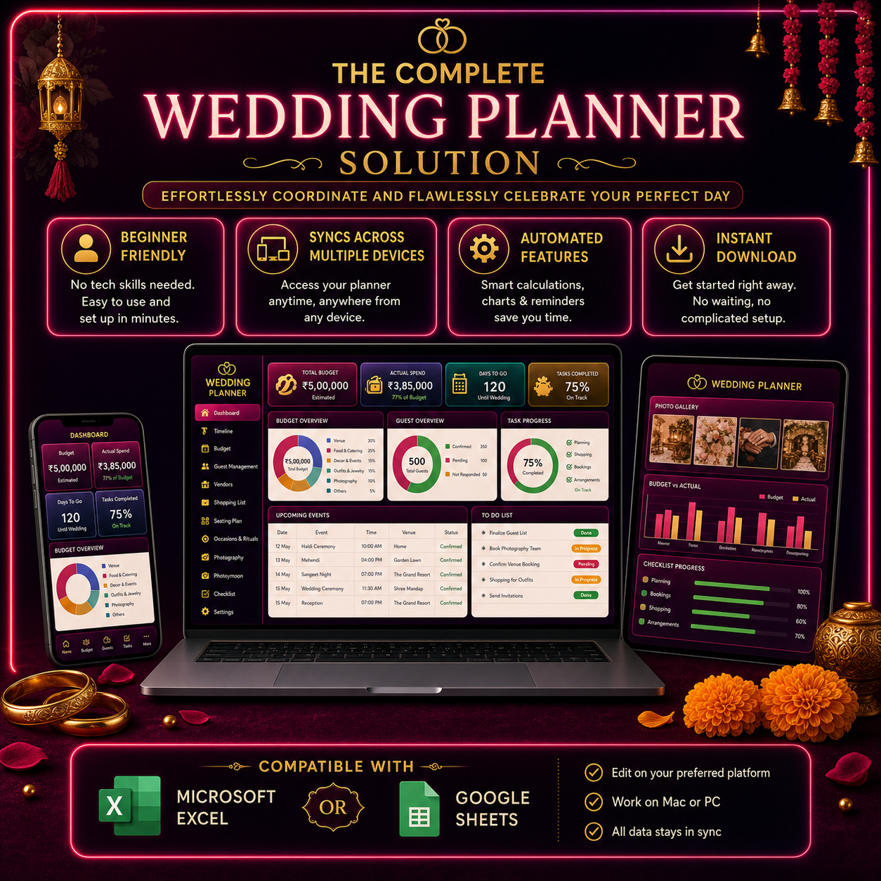 All in one Wedding Management Toolkit (Mobile + PC)