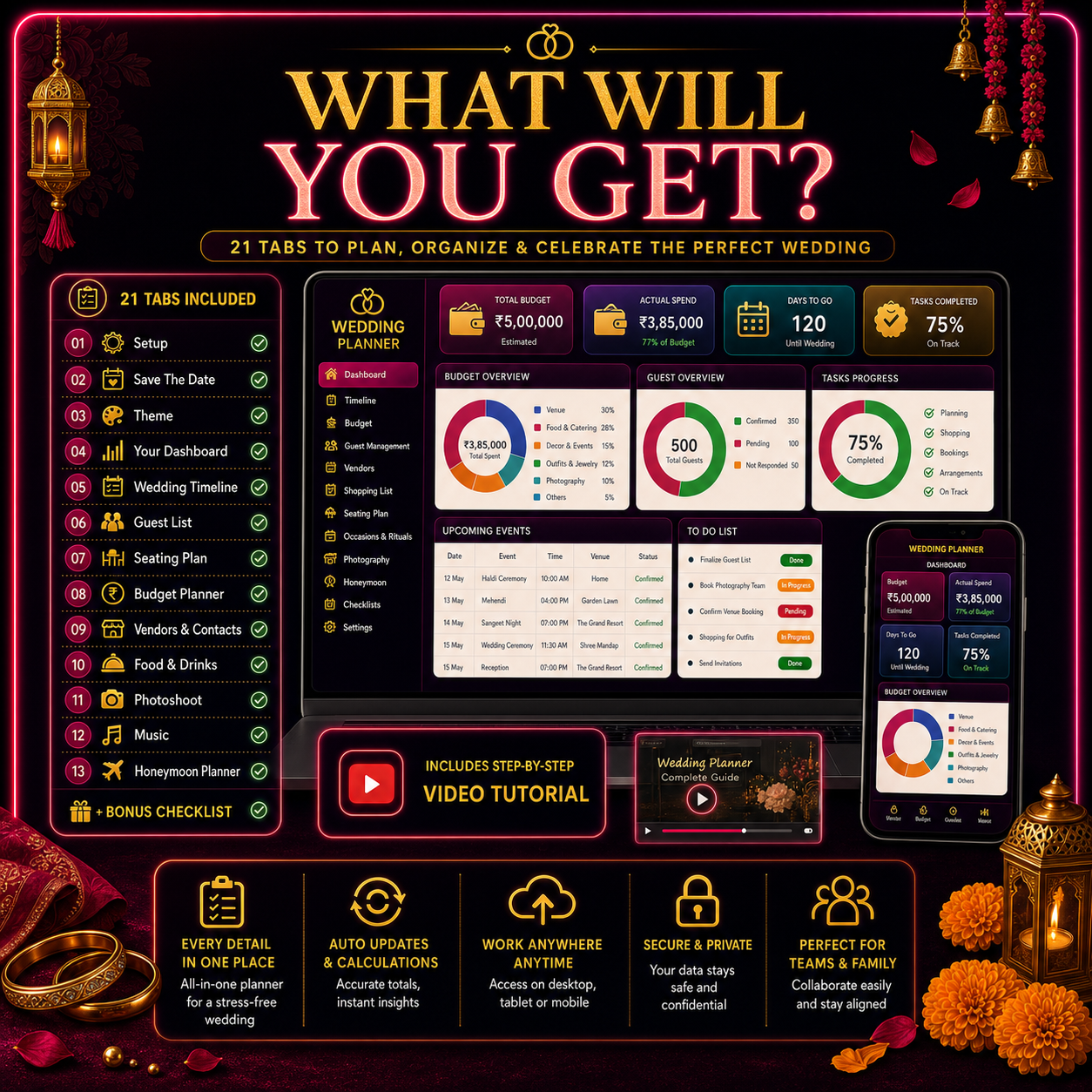 All in one Wedding Management Toolkit (Mobile + PC)
