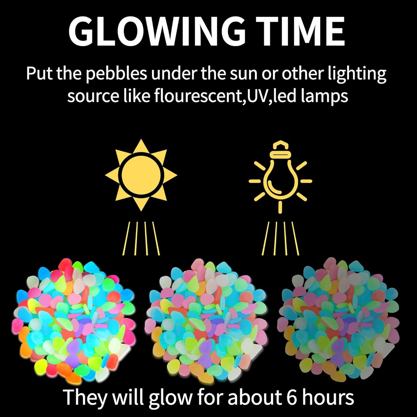 Luminous Stones – Mixed Color Glow Rocks